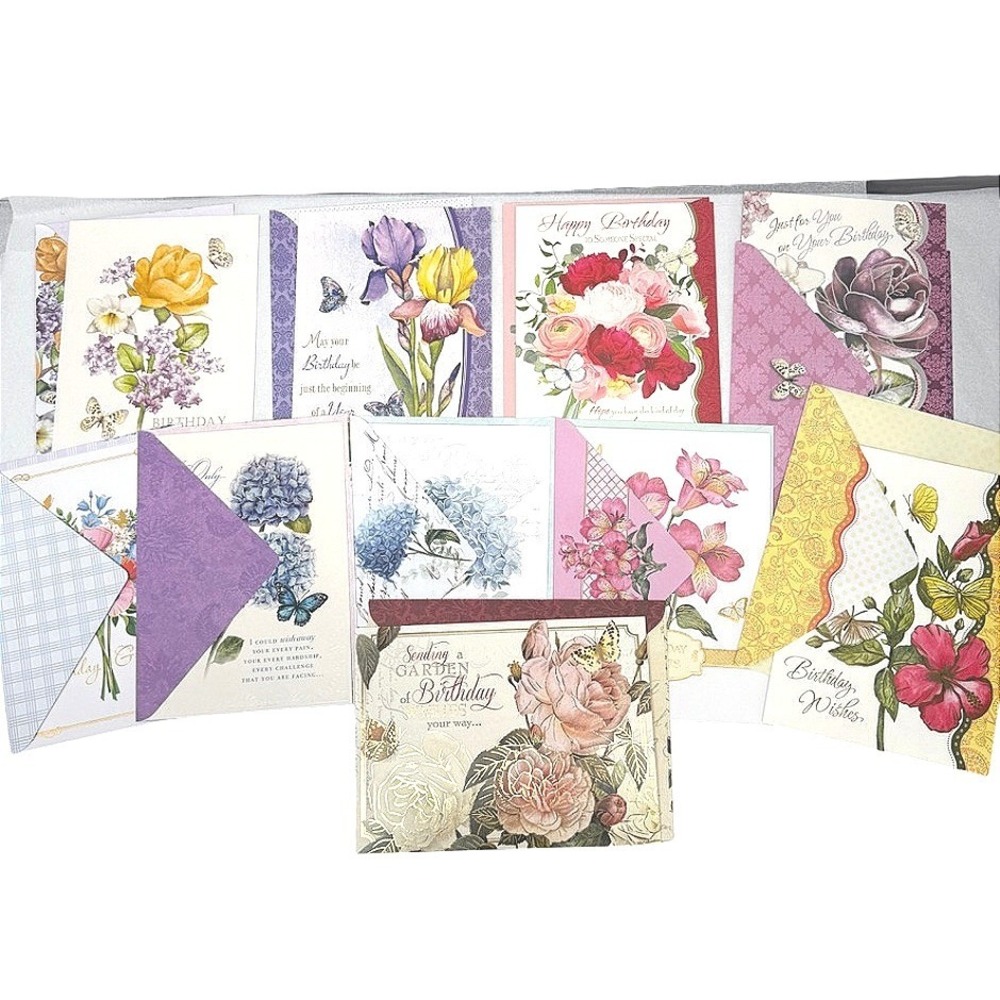 Birthday Cards Greeting Card LOT Floral Butterfly Assorted Ephemera Stationary